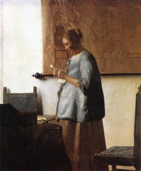 Jan Vermeer : Woman in Blue Reading a Letter